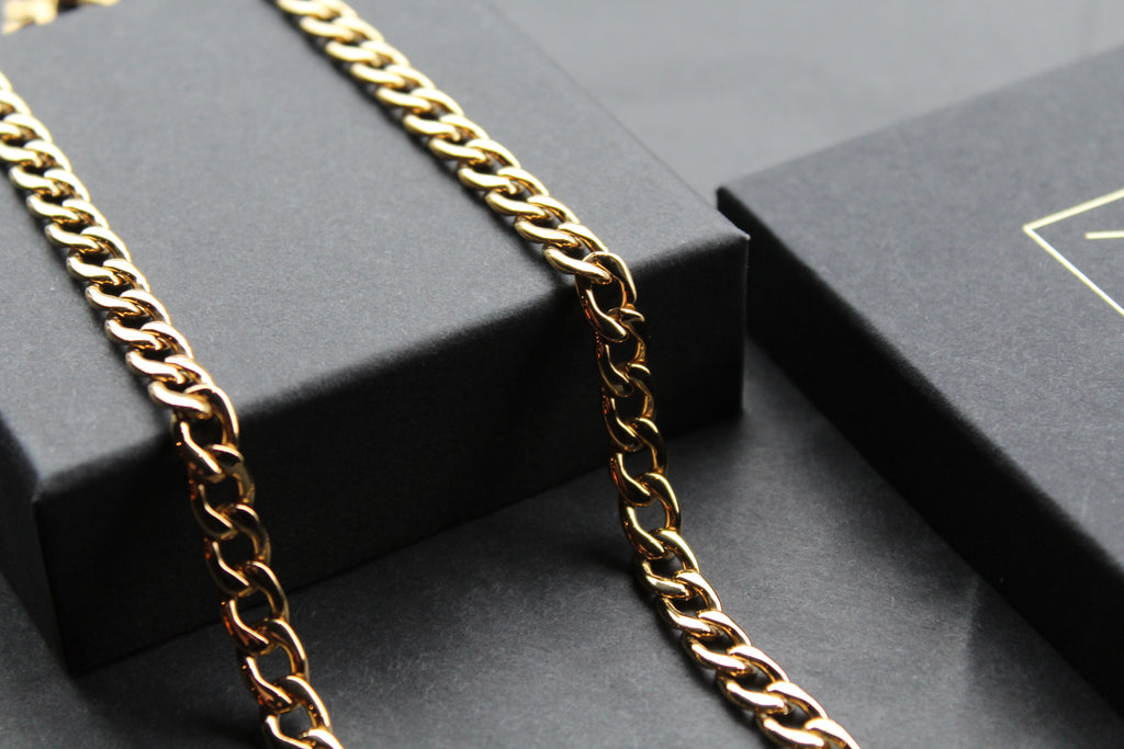 Stainless Steel Polished Necklace Gold IP Open Chain