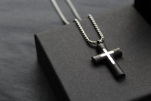 Load image into Gallery viewer, Stainless Steel with Black IP Cross Pendant with Chain

