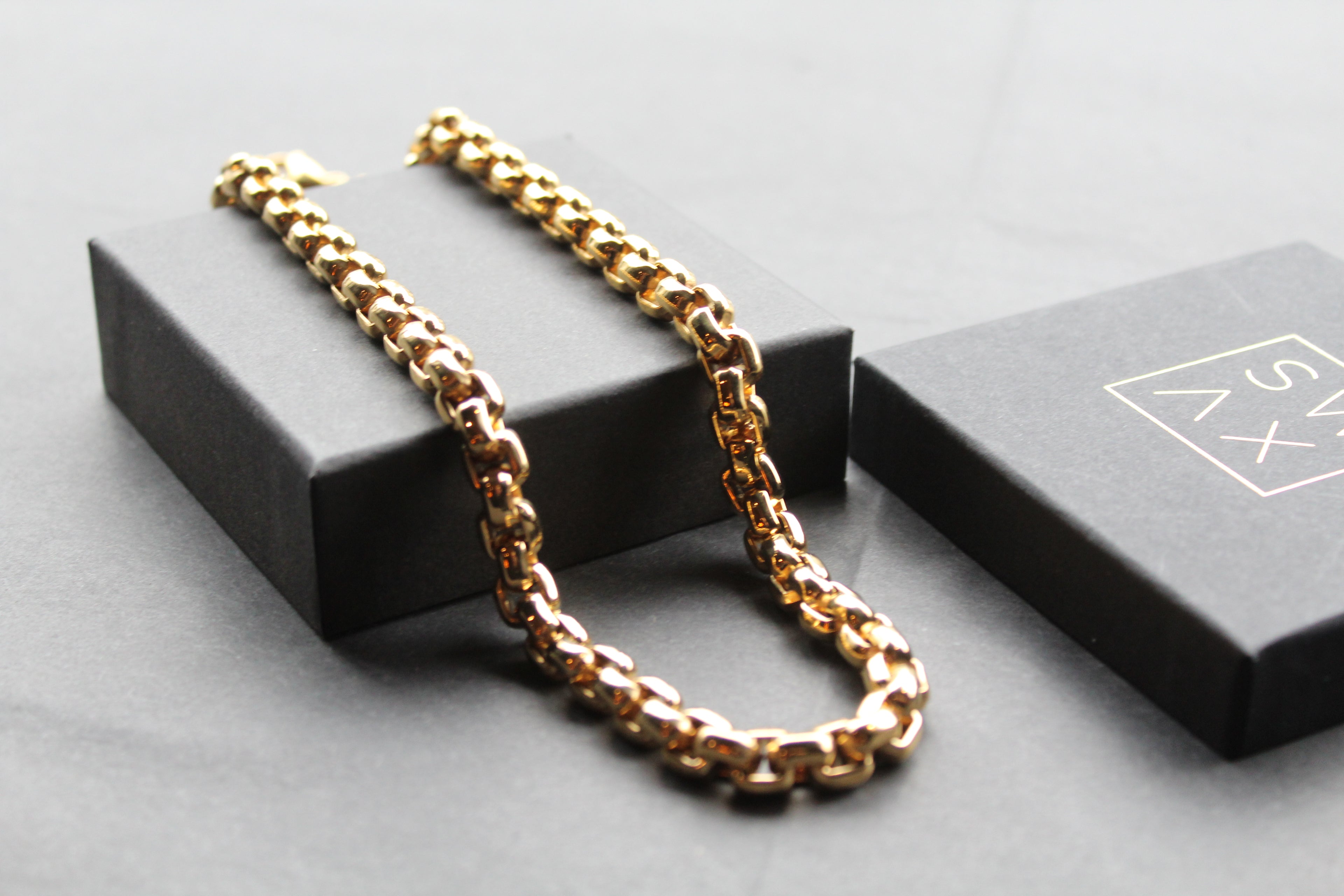 Stainless Steel Cuban style Chain with Gold IP Necklace Width 8.5mm