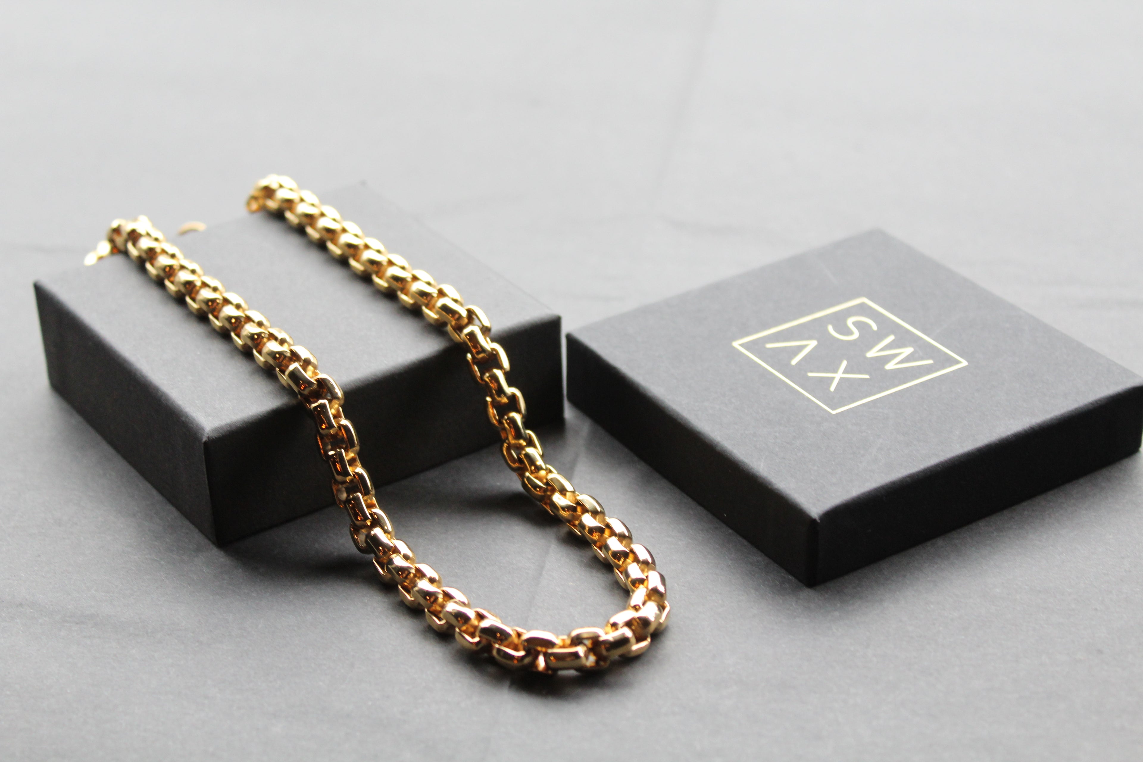 Stainless Steel Cuban style Chain with Gold IP Necklace Width 8.5mm