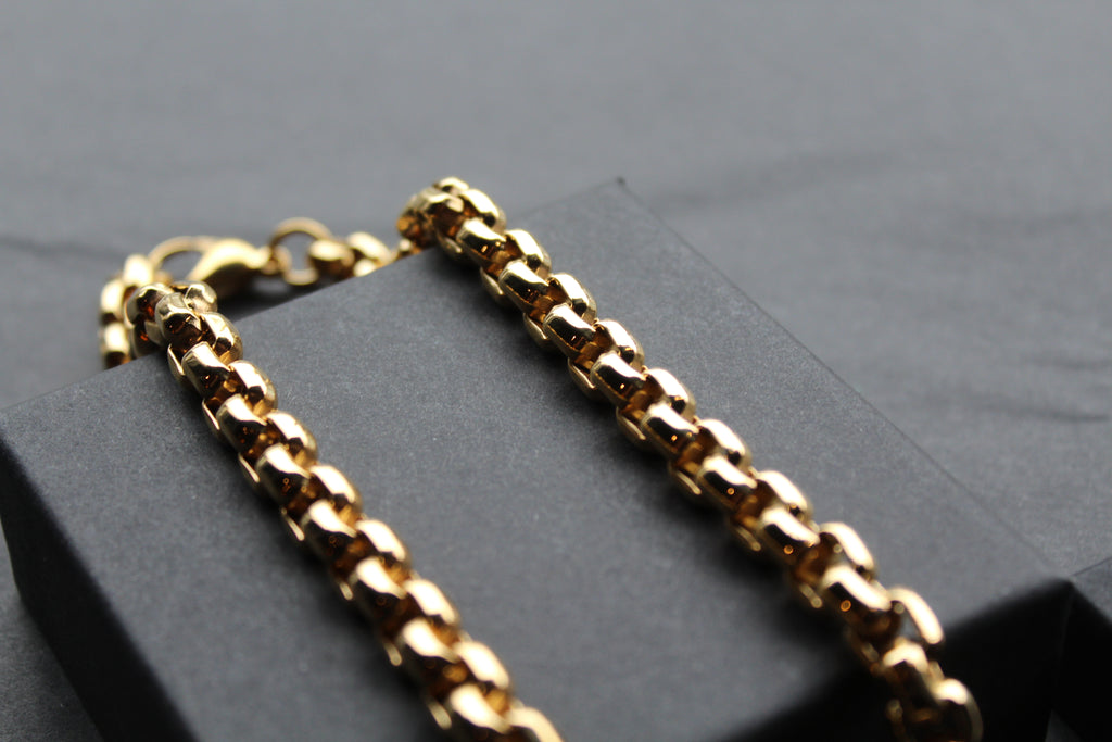 Stainless Steel Cuban style Chain with Gold IP Necklace Width 8.5mm