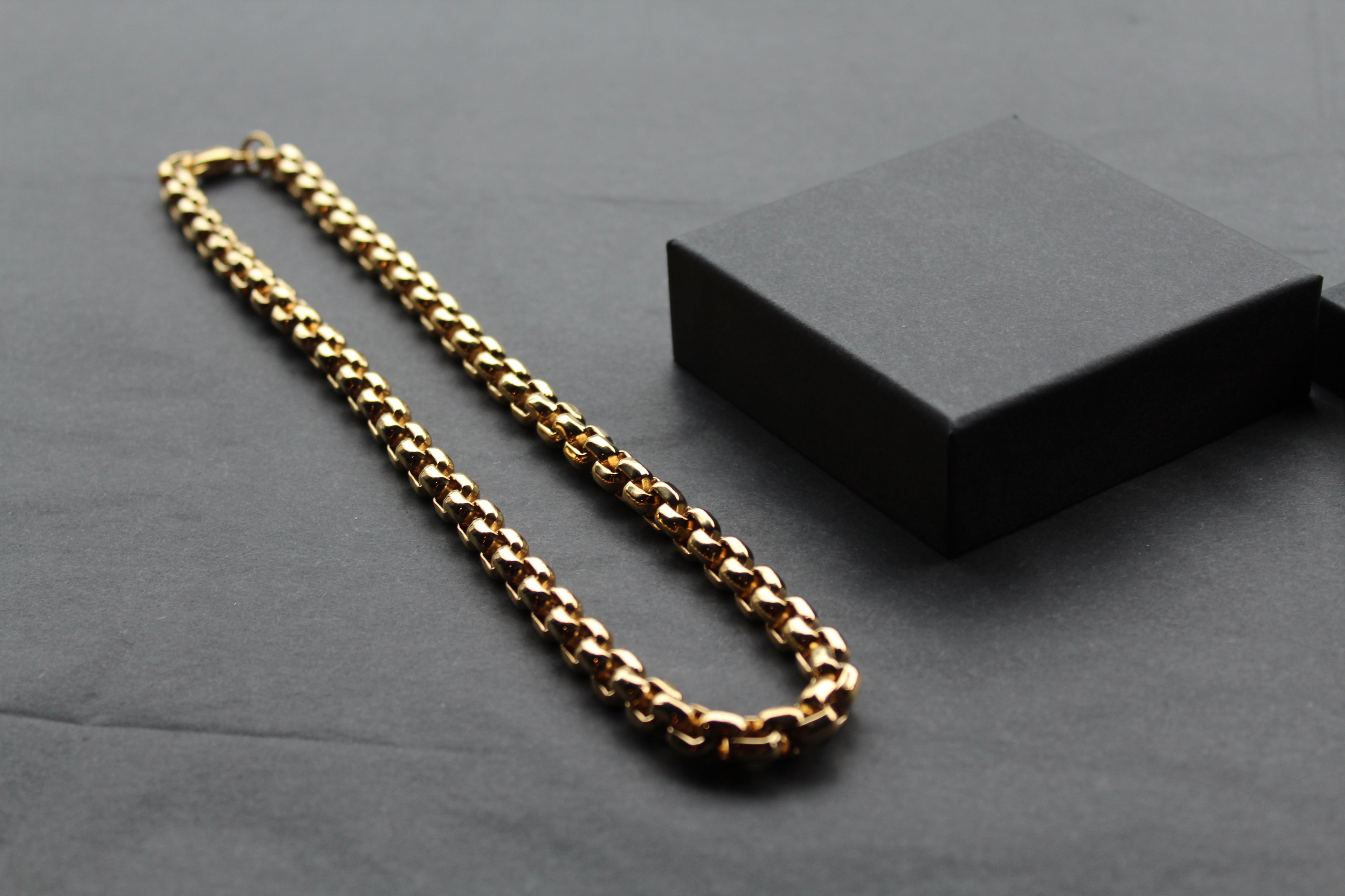 Stainless Steel Cuban style Chain with Gold IP Necklace Width 8.5mm