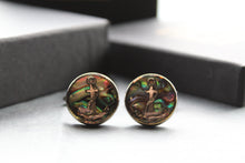 Load image into Gallery viewer, Steel &amp; Abalone Anchor Cuff Links
