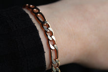 Load image into Gallery viewer, Steel Figaro Bracelet with Polished Rose IP
