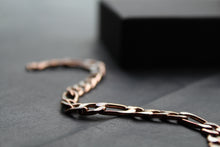 Load image into Gallery viewer, Steel Figaro Bracelet with Polished Rose IP
