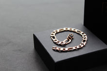 Load image into Gallery viewer, Steel Figaro Bracelet with Polished Rose IP
