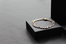 Load image into Gallery viewer, Steel Figaro Bracelet with Polished Rose IP
