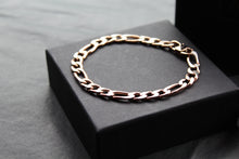Load image into Gallery viewer, Steel Figaro Bracelet with Polished Rose IP
