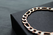 Load image into Gallery viewer, Steel Figaro Bracelet with Polished Rose IP
