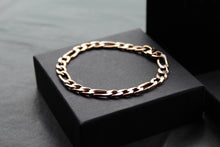 Load image into Gallery viewer, Steel Figaro Bracelet with Polished Rose IP
