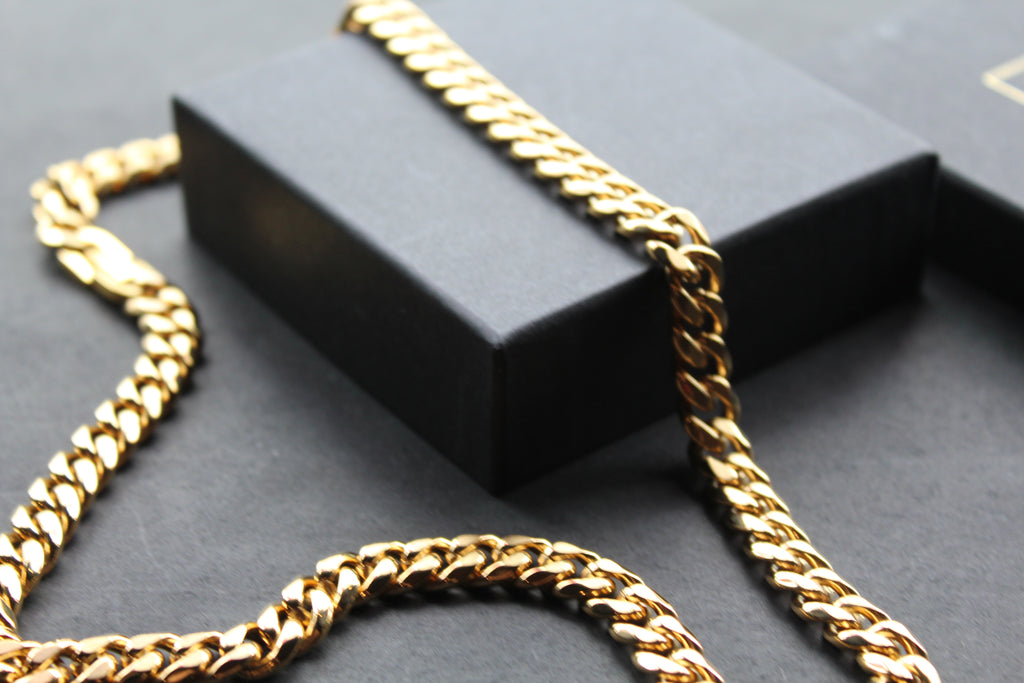 Steel Curb Chain with Yellow Gold Ion Plating