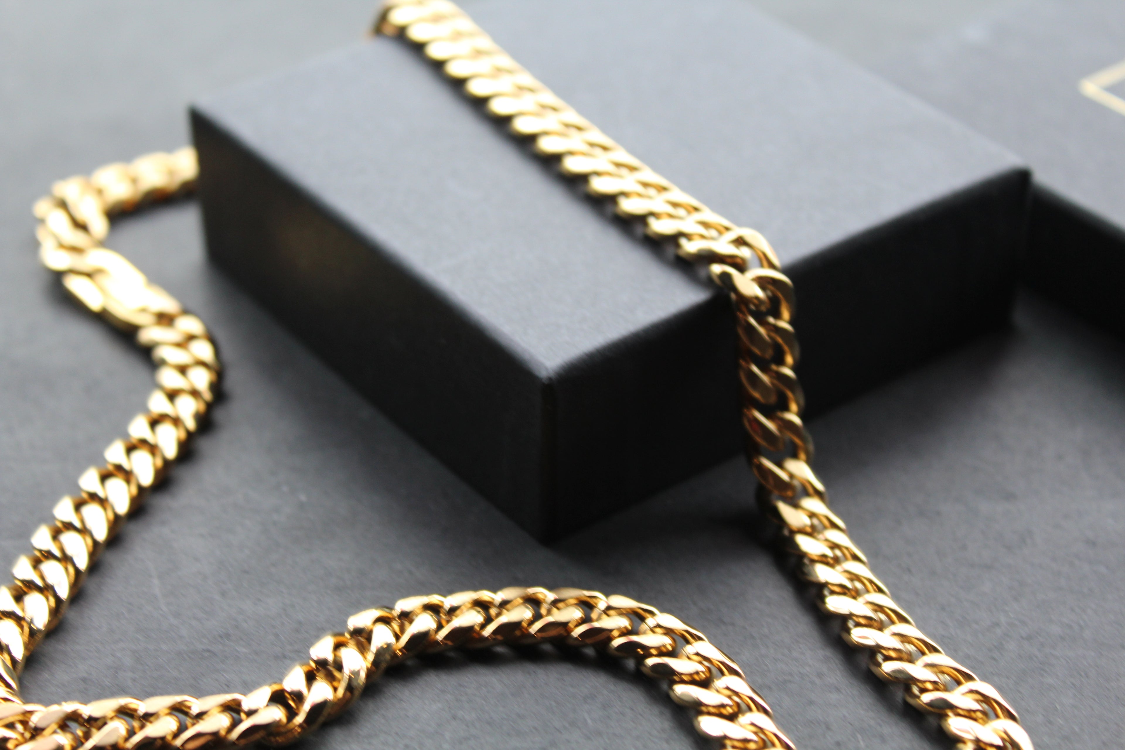 Steel Curb Chain with Yellow Gold Ion Plating