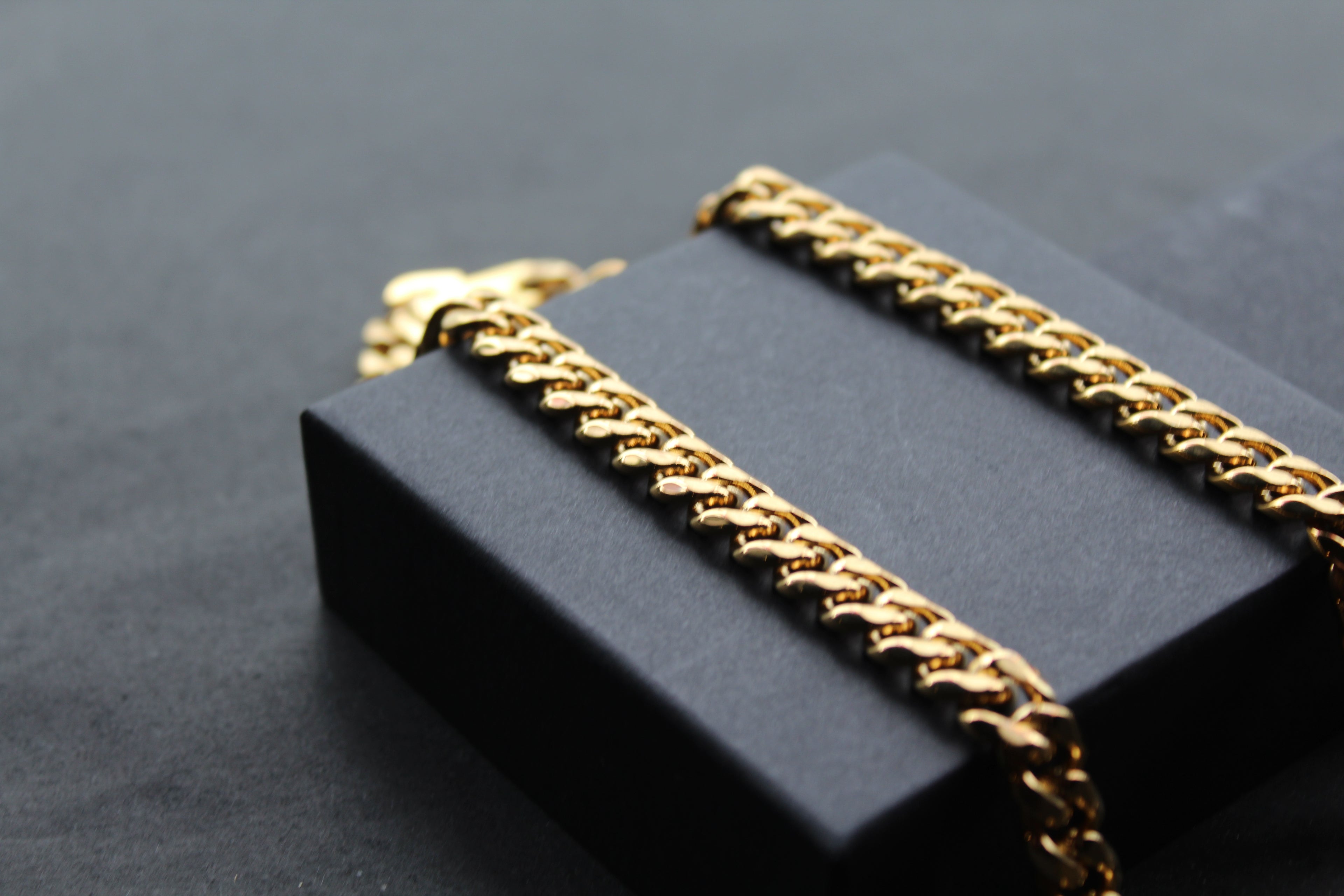 Steel Curb Chain with Yellow Gold Ion Plating