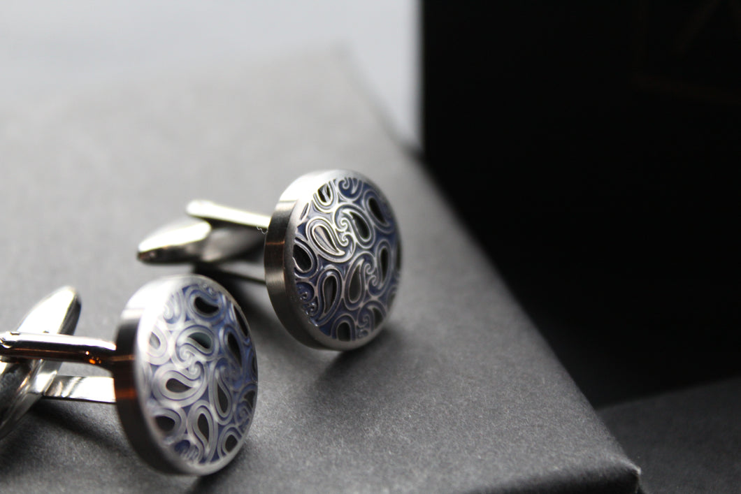 Steel Paisley Style Cufflinks