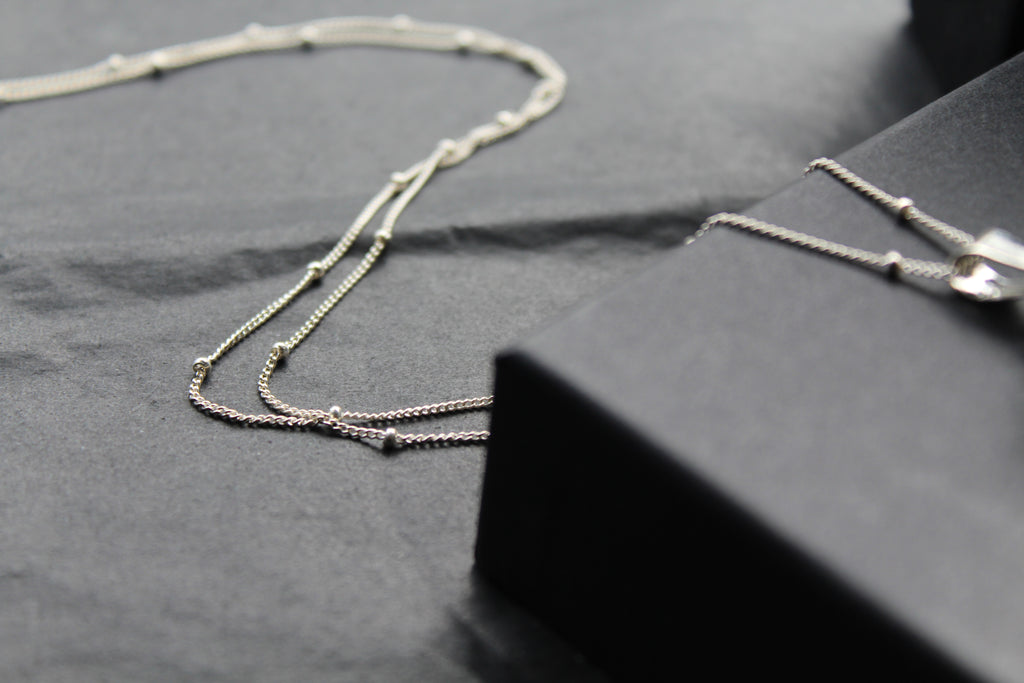 Sterling Silver Green Agate Crystal Long Length Necklace