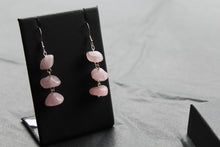 Load image into Gallery viewer, Sterling Silver &amp; Rose Quartz 3 Drop Earrings

