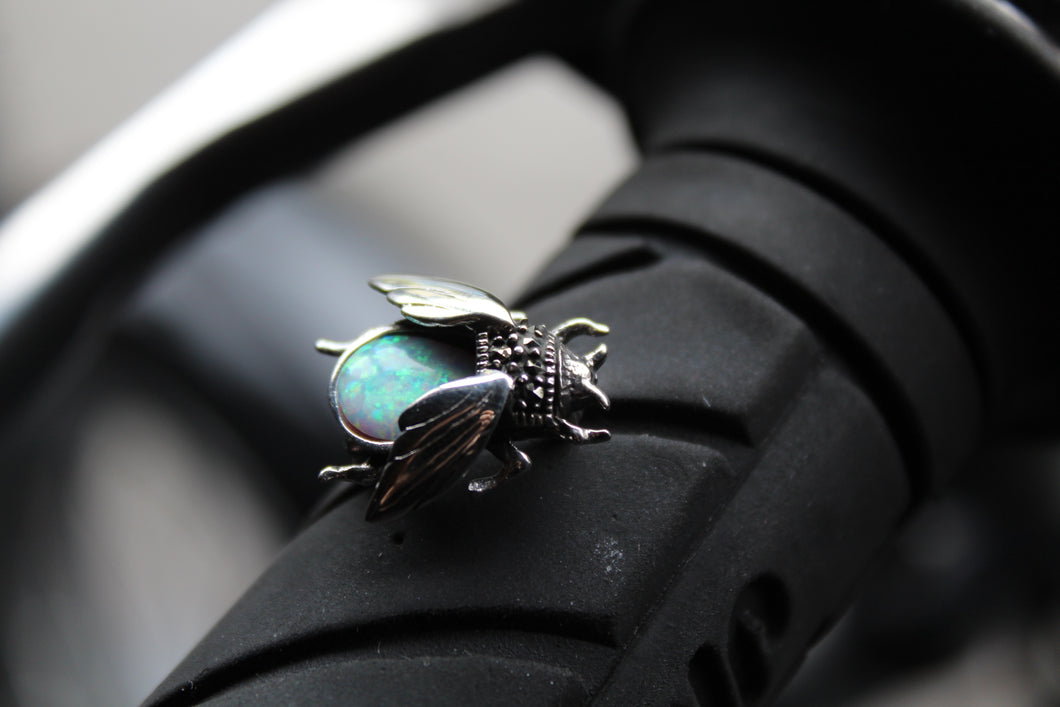 Marcasite Beetle Brooch with Opal
