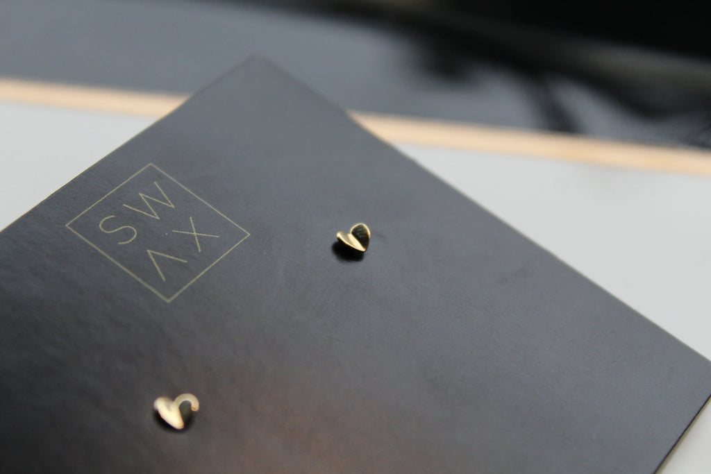 9ct Gold Heart Stud Earrings - Swax Jewellery Barmouth