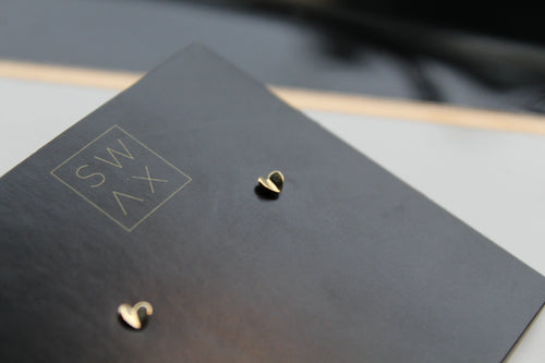9ct Gold Heart Stud Earrings - Swax Jewellery Barmouth