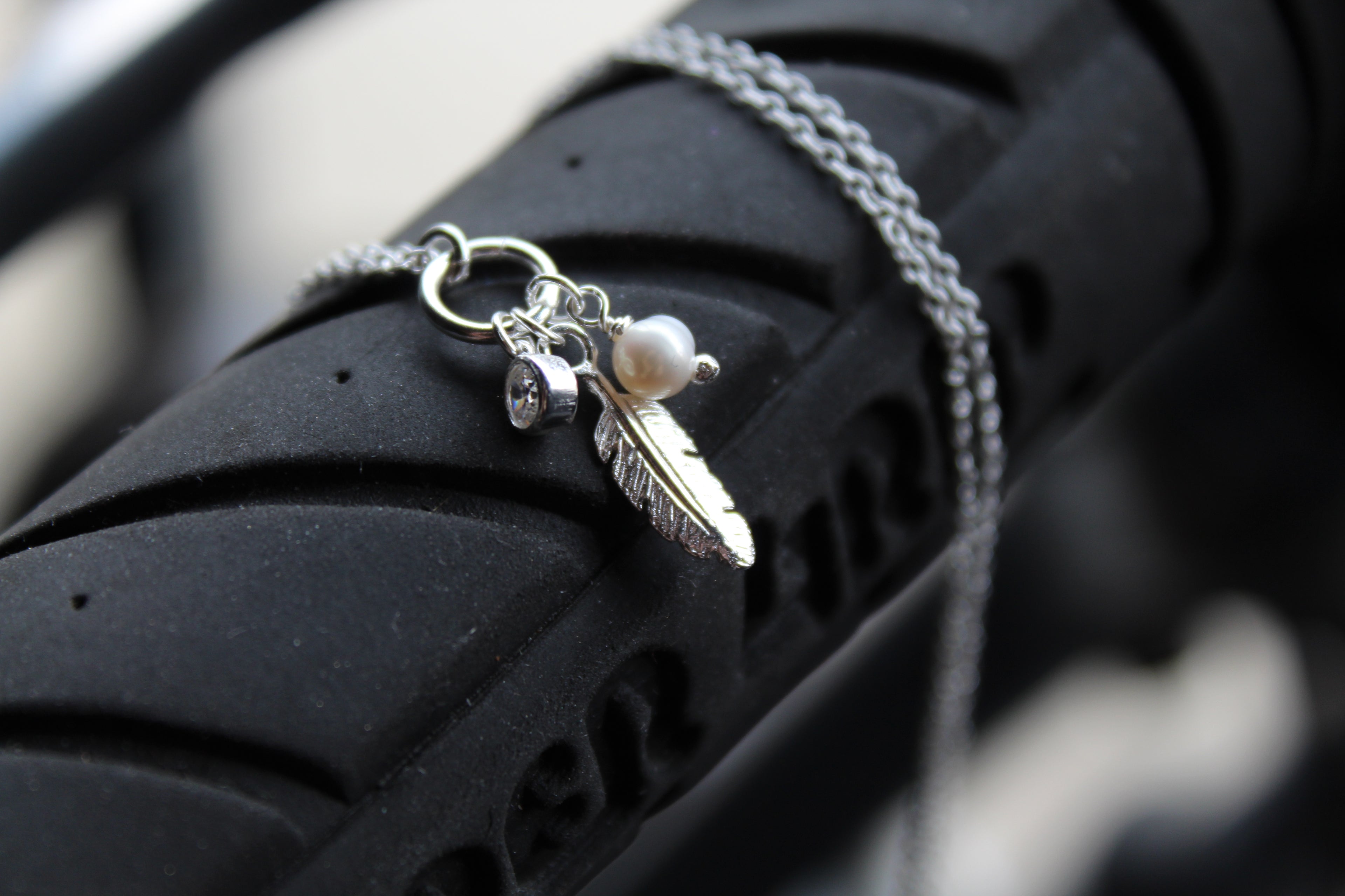 Silver Feather Cluster Necklace