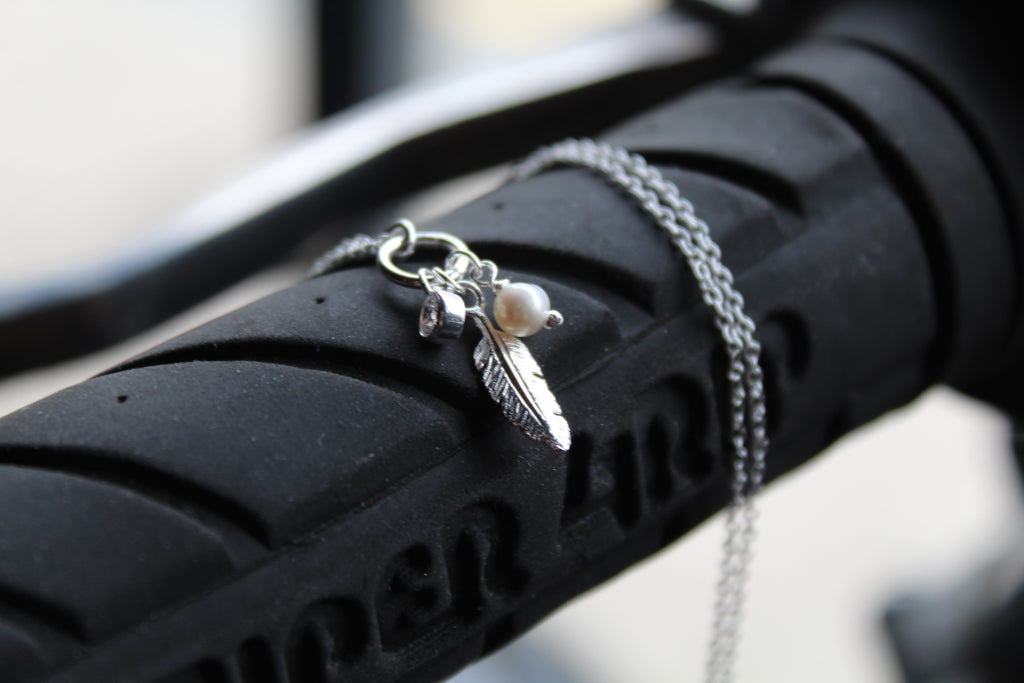 Silver Feather Cluster Necklace