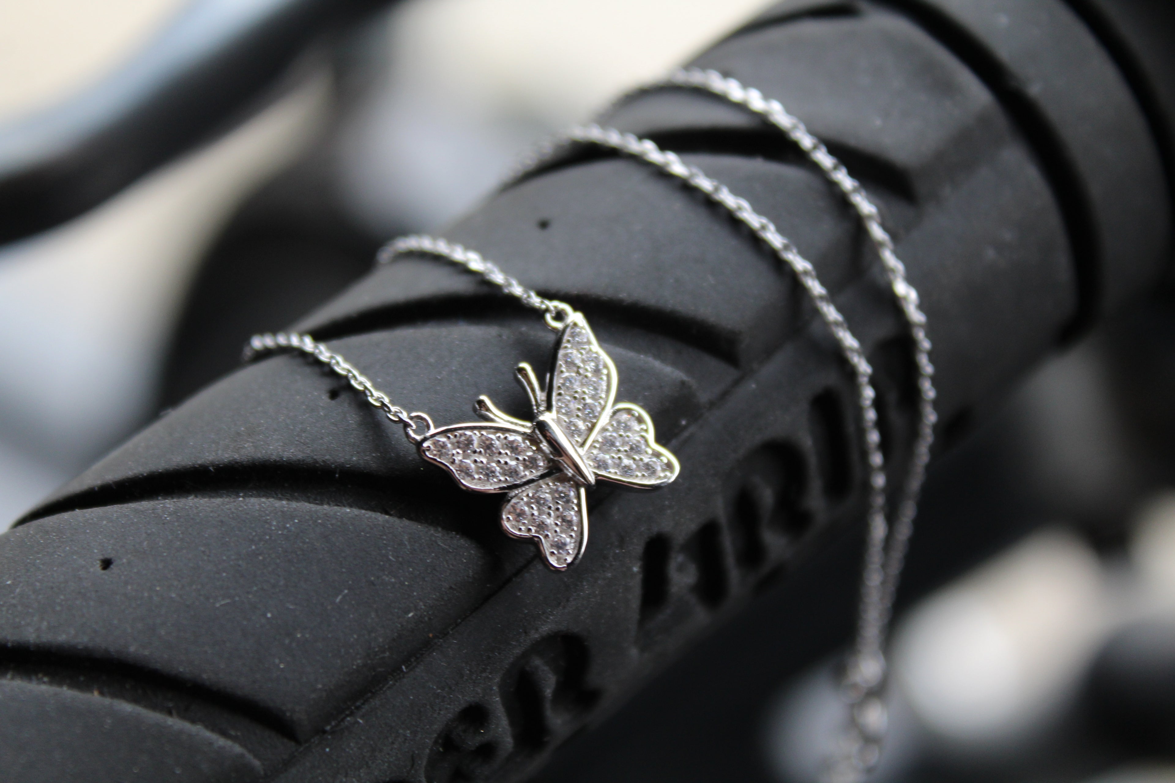 Clear CZ Butterfly Necklace