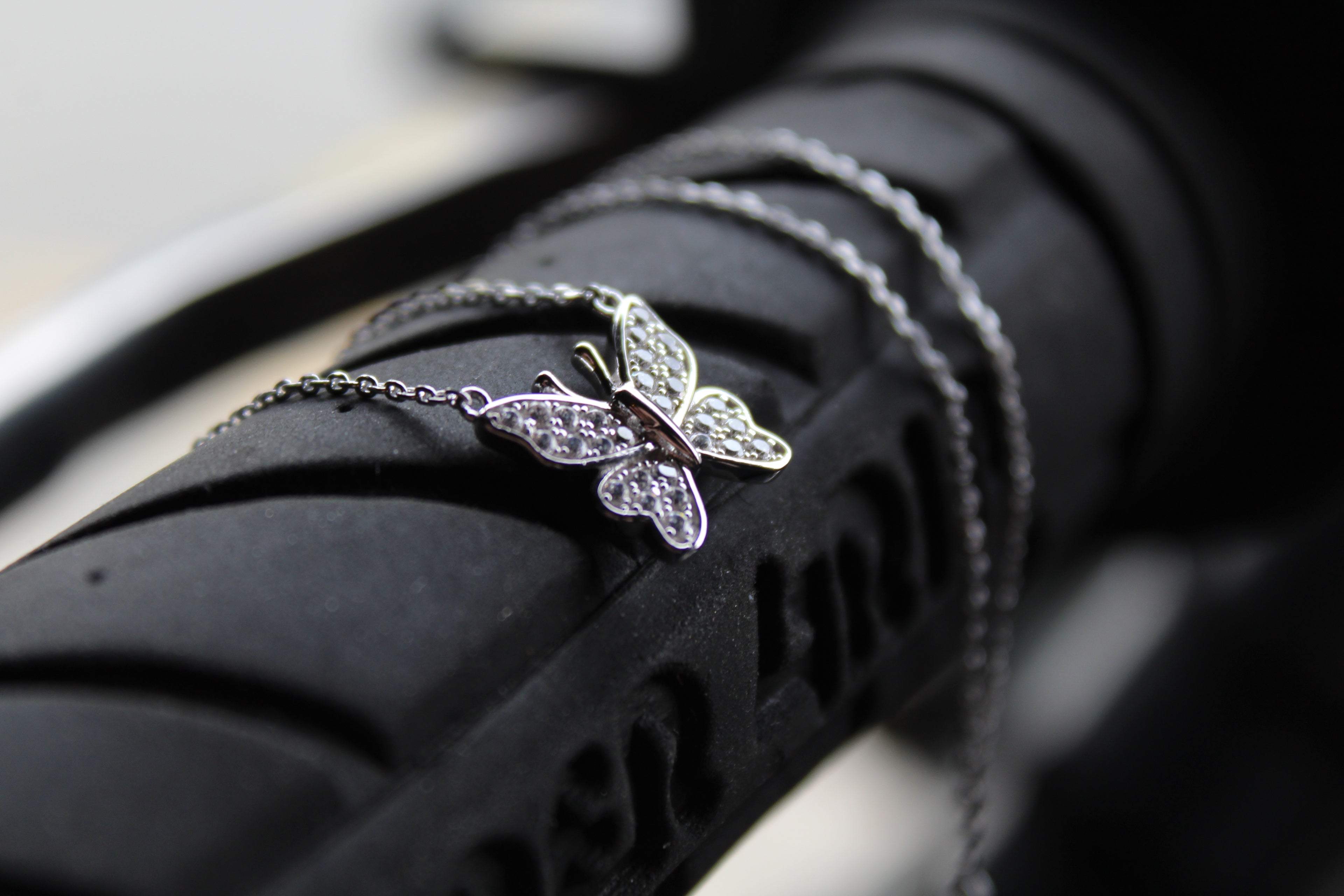 Clear CZ Butterfly Necklace