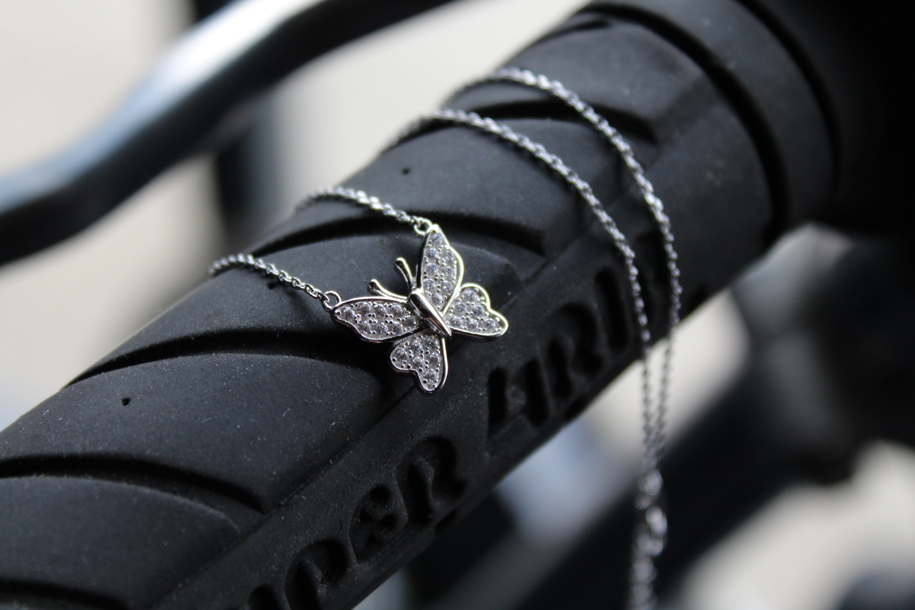 Clear CZ Butterfly Necklace