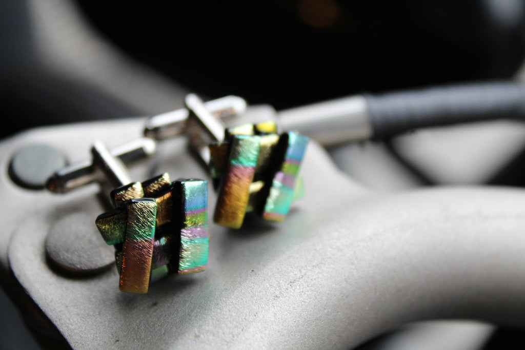 Dichroic Glass Cuff Links