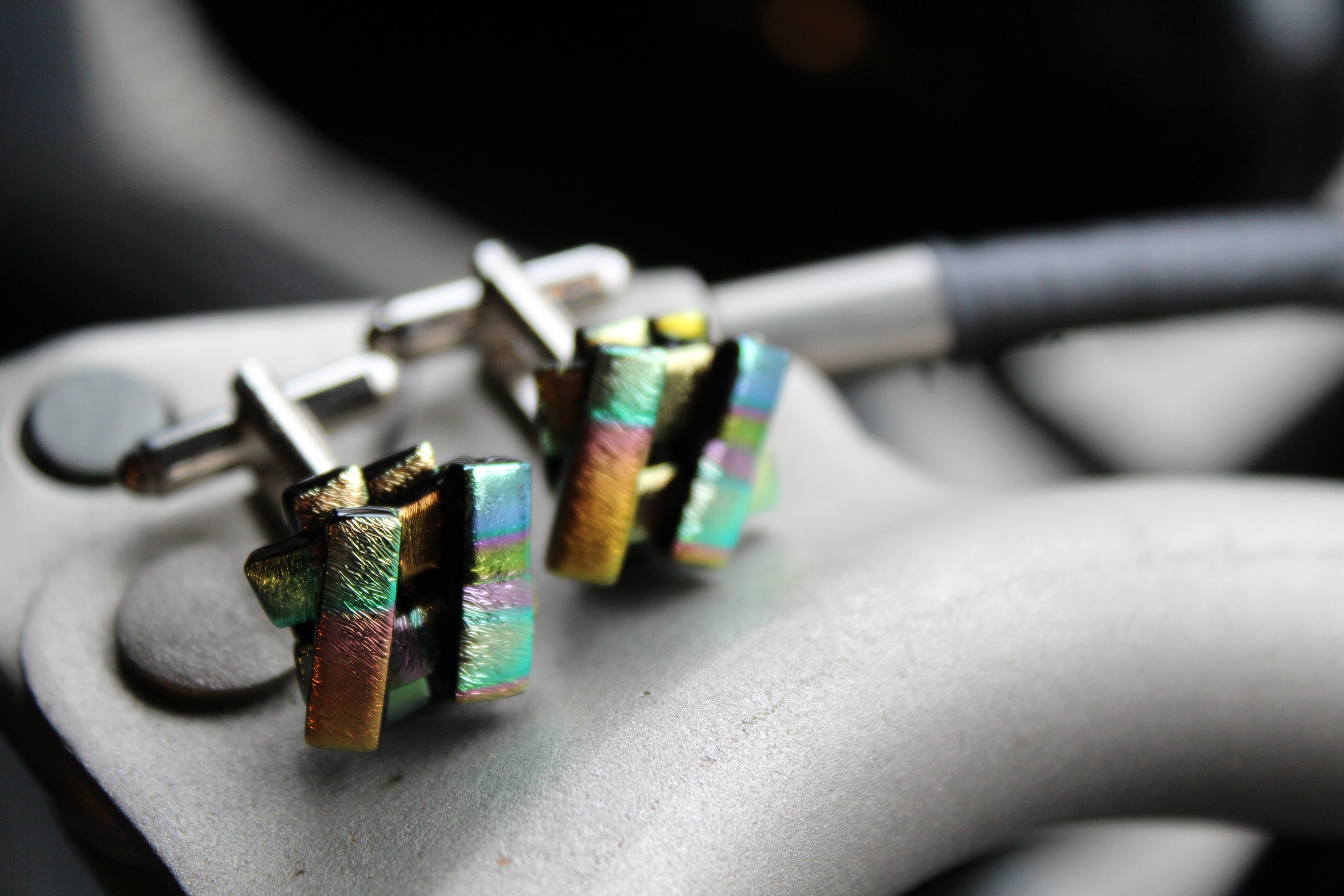 Dichroic Glass Cuff Links