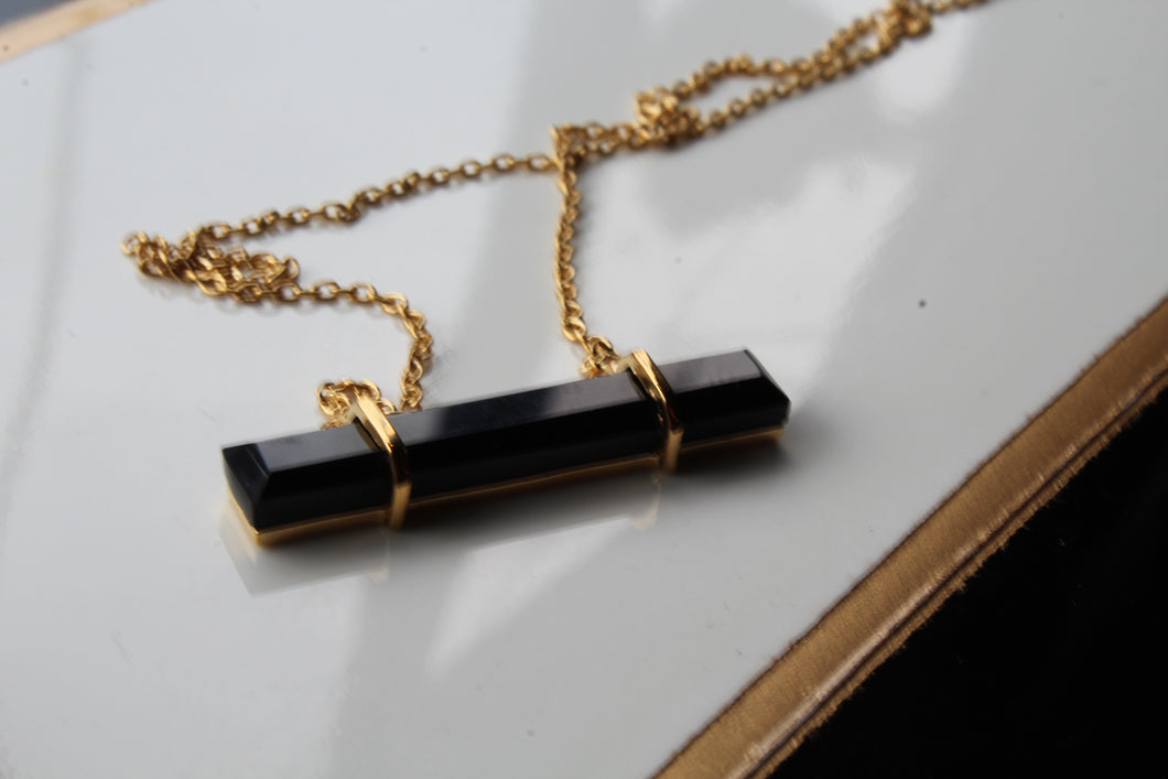 Necklace with Onyx Baguette stone 18ct Vermeil on sterling Silver