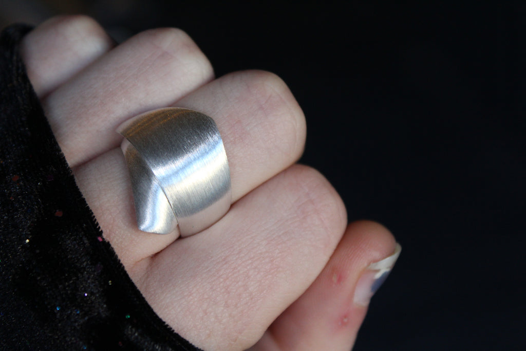 Brushed Silver Wrap Around Ring