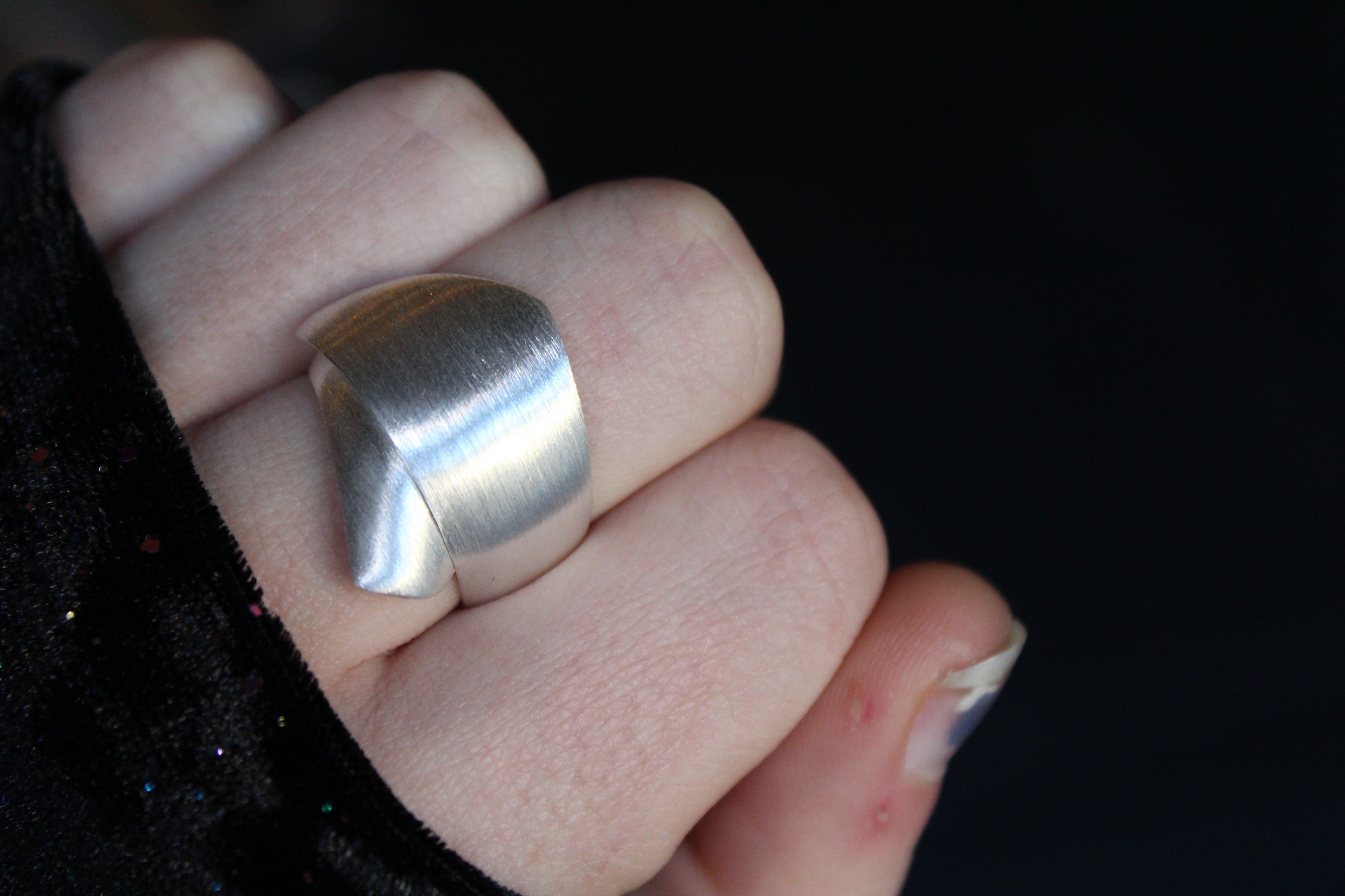 Brushed Silver Wrap Around Ring