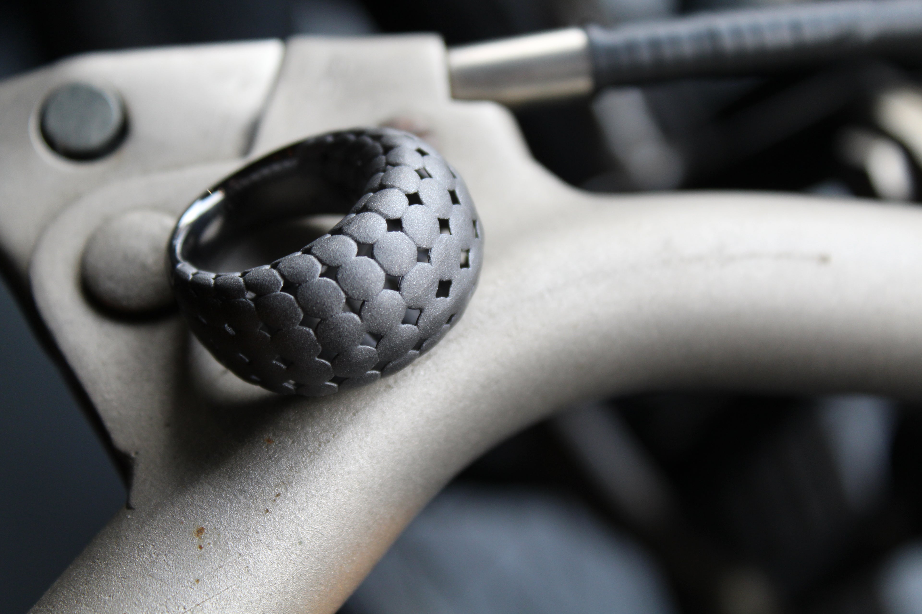 Matt Black Rhodium Statement Ring