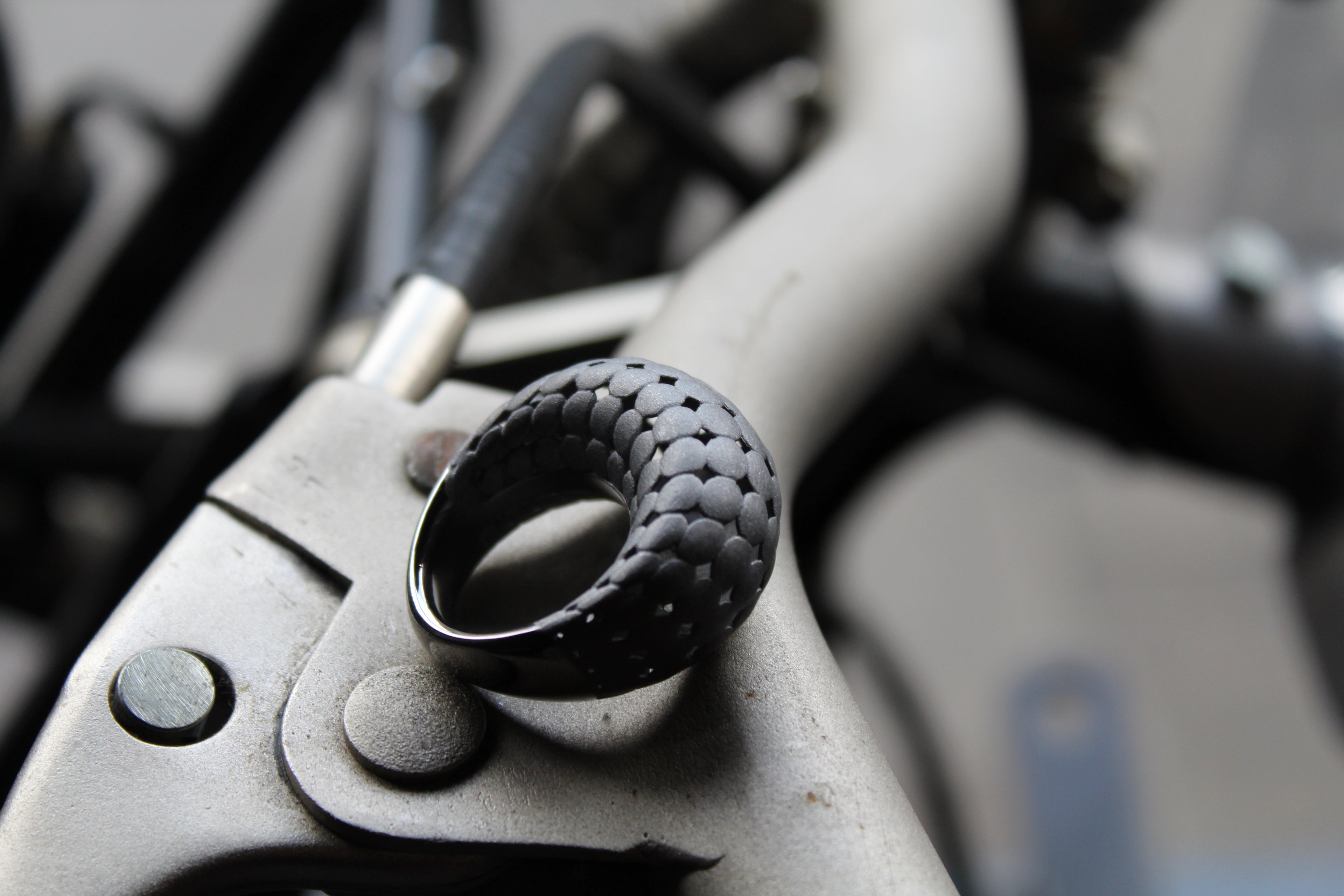 Matt Black Rhodium Statement Ring
