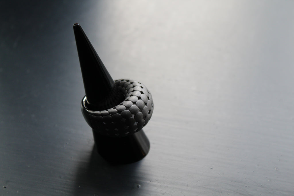 Matt Black Rhodium Statement Ring