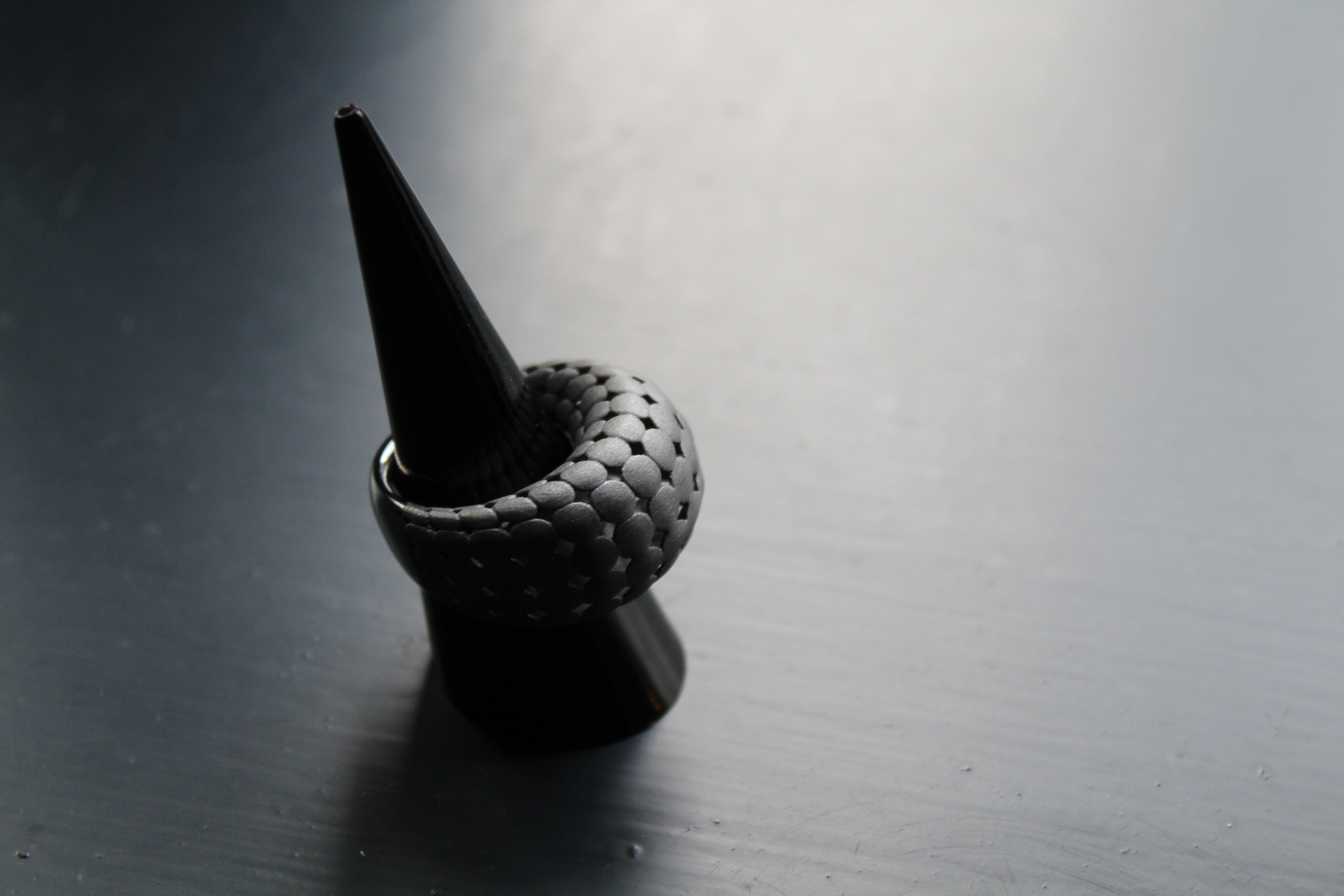 Matt Black Rhodium Statement Ring