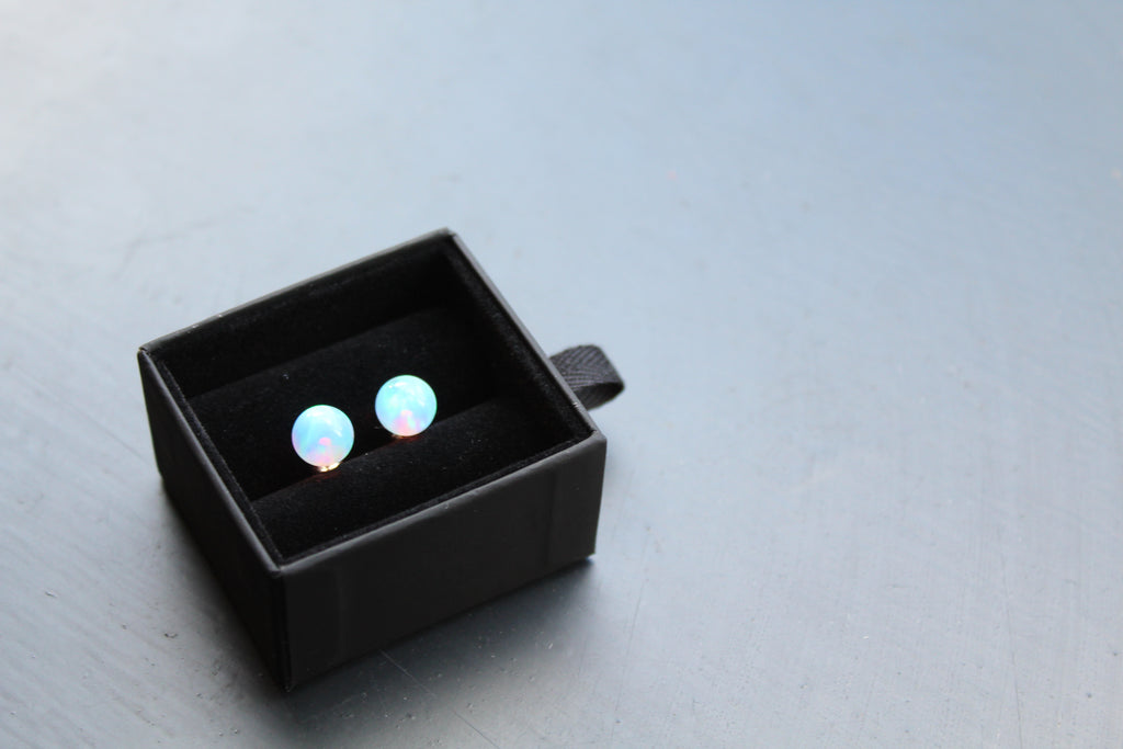 Iridescent Sea Opal Studs