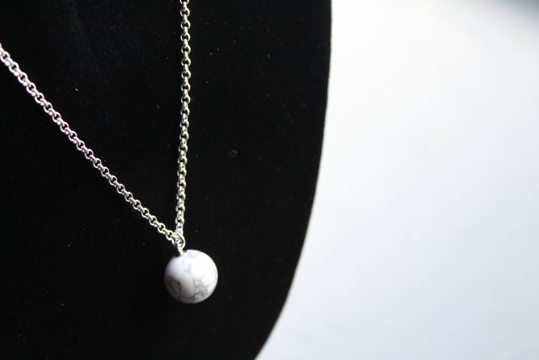 Long Marble Howlite Necklace