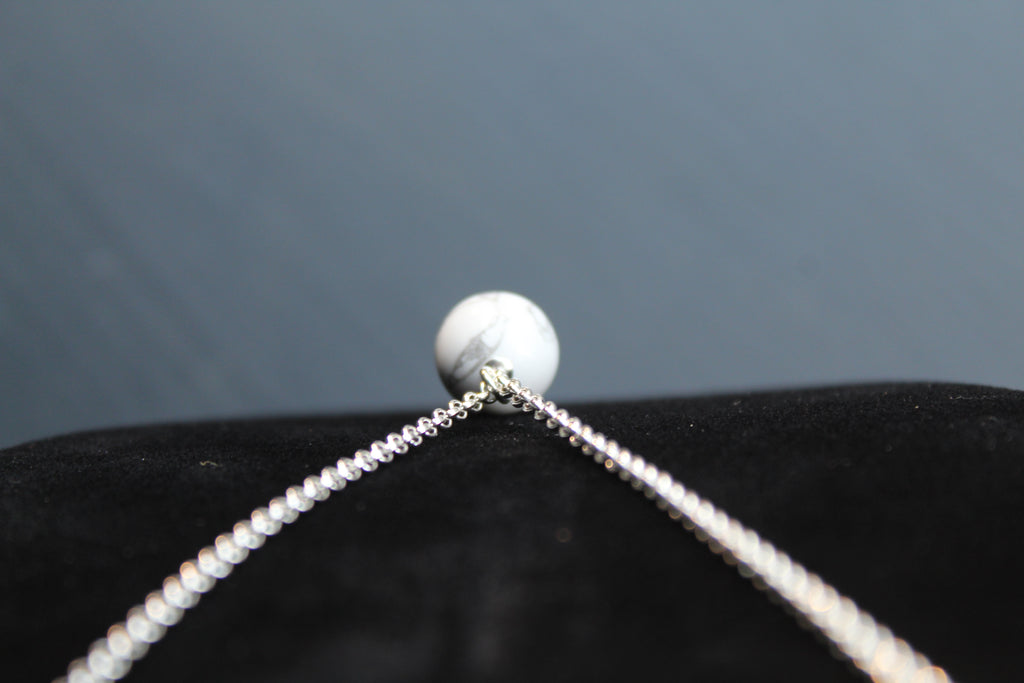Long Marble Howlite Necklace