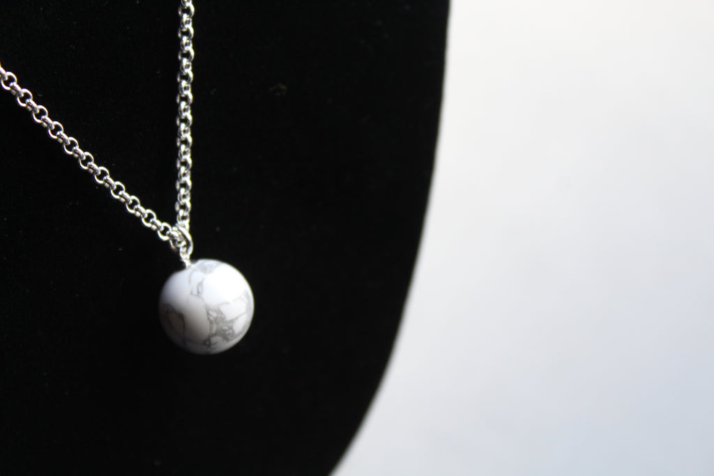 Long Marble Howlite Necklace