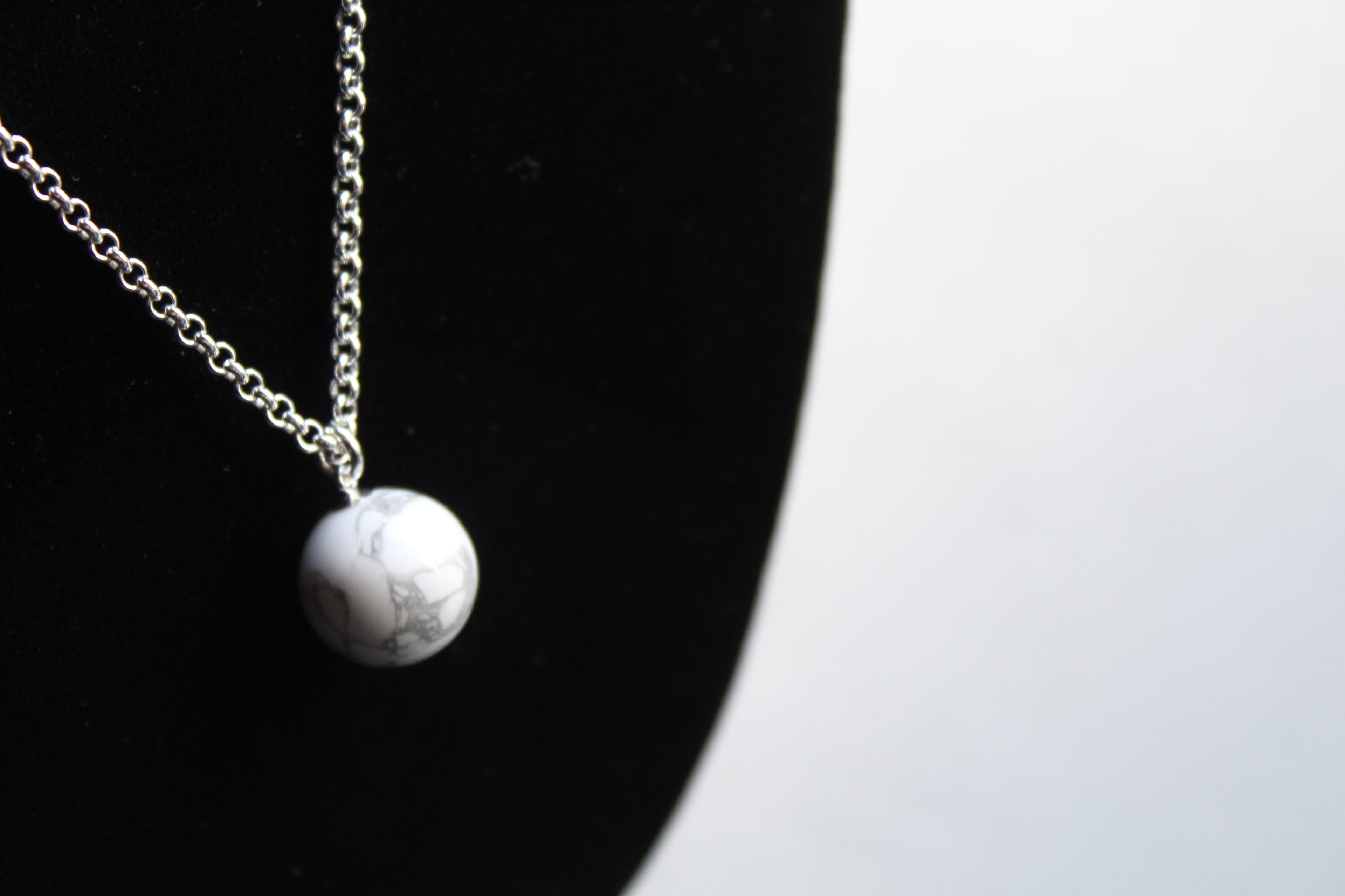 Long Marble Howlite Necklace