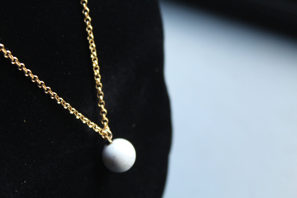 Long Marble Howlite Necklace