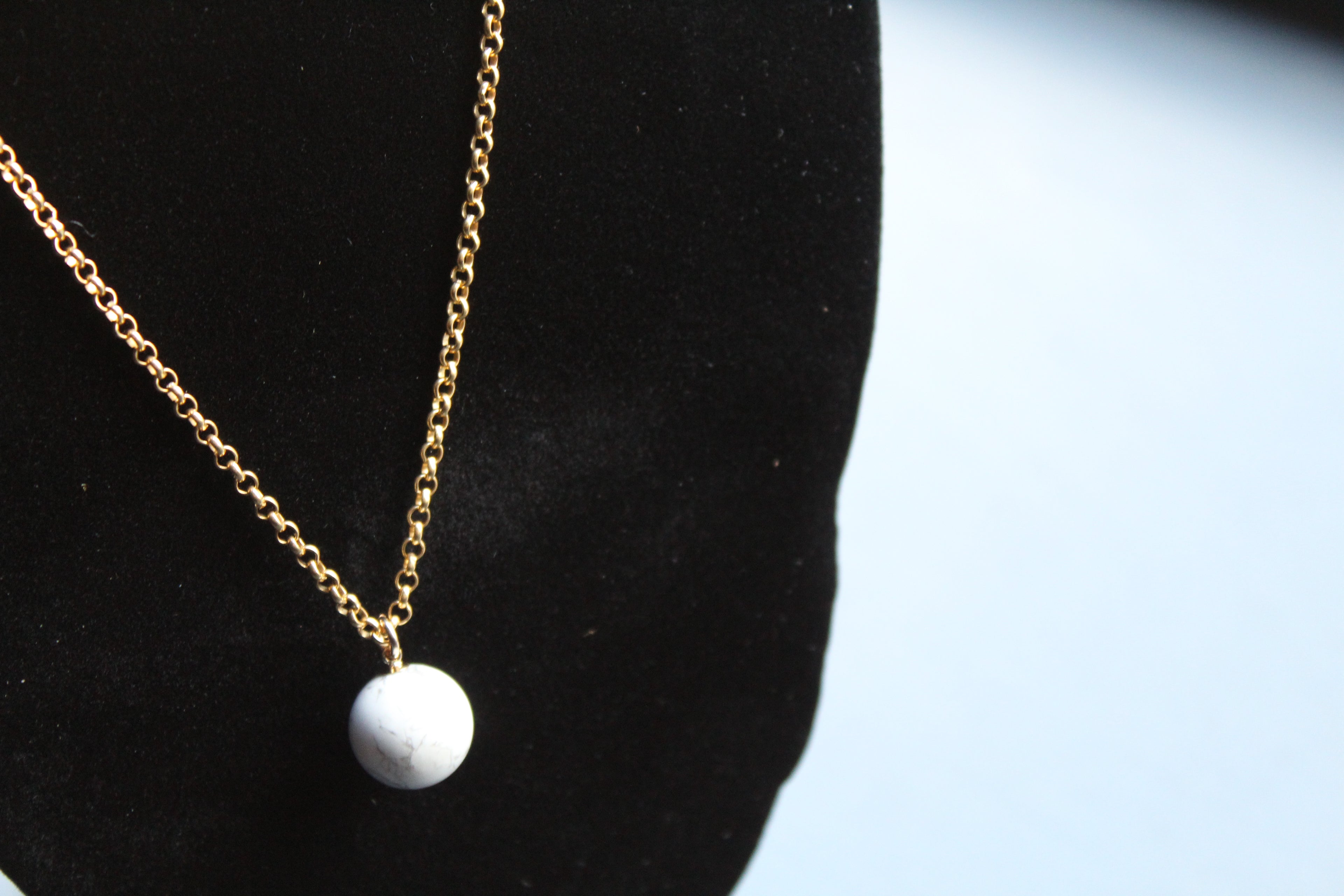 Long Marble Howlite Necklace