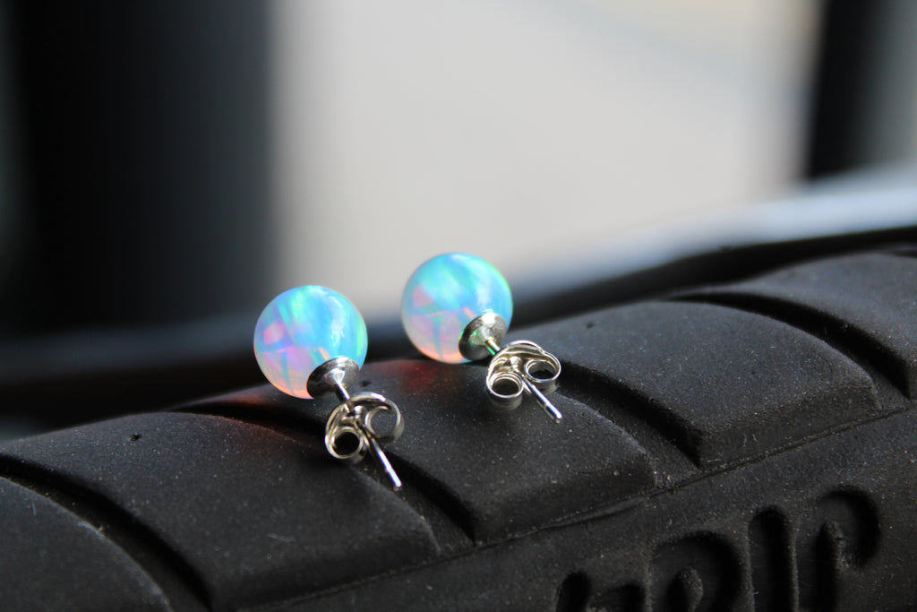 Iridescent Sea Opal Studs