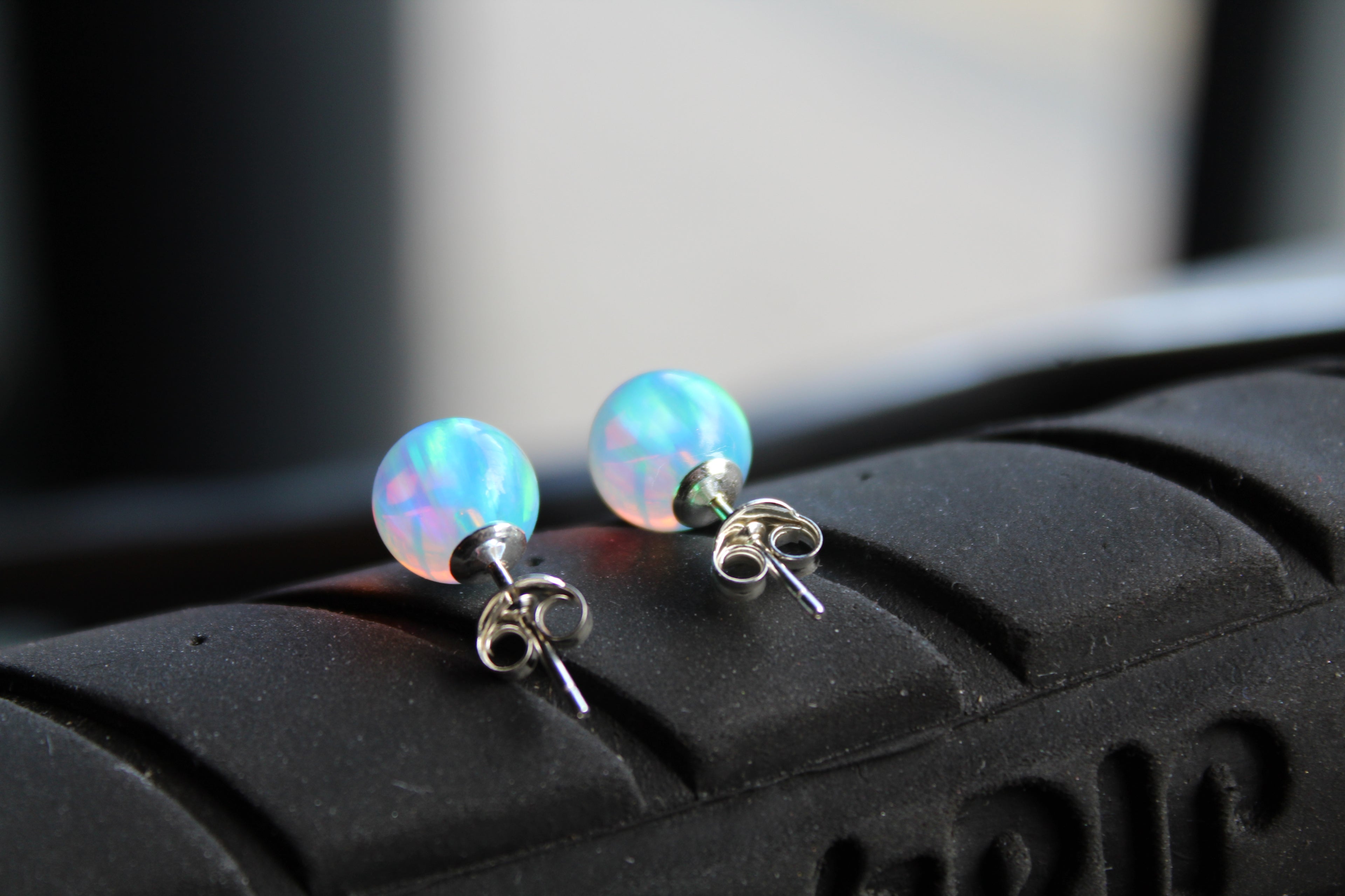 Iridescent Sea Opal Studs