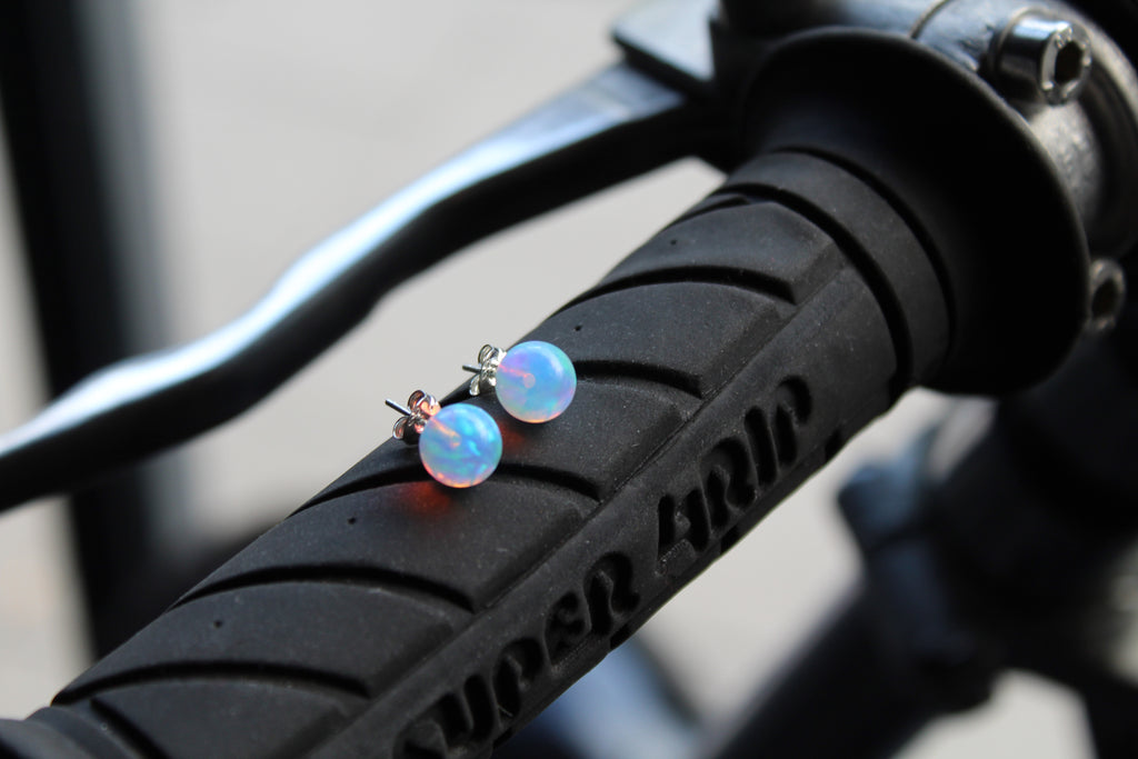Iridescent Sea Opal Studs