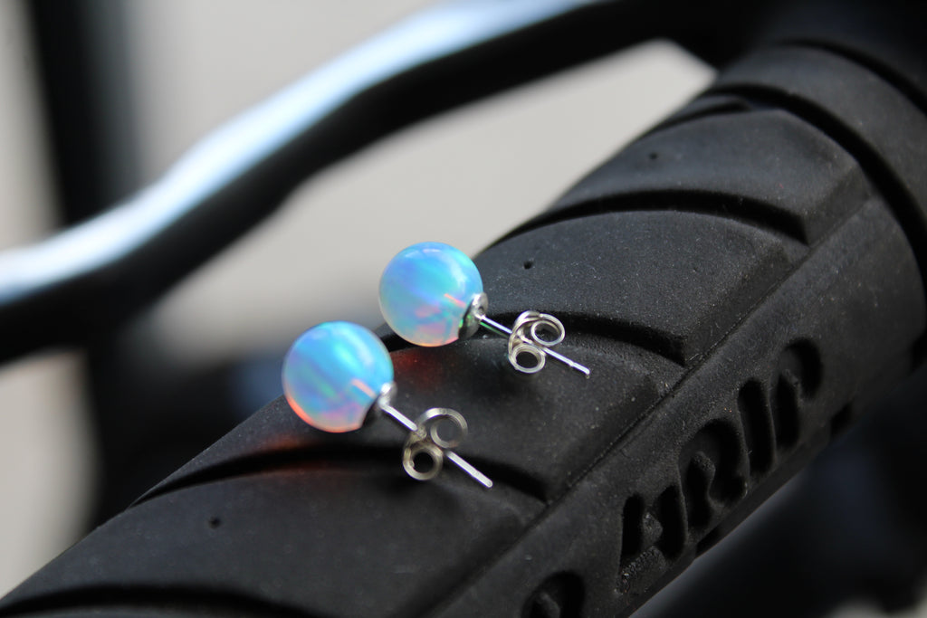 Iridescent Sea Opal Studs