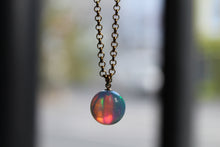 Load image into Gallery viewer, Long iridescent Sea Opal Necklace Gold
