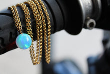 Load image into Gallery viewer, Long iridescent Sea Opal Necklace Gold
